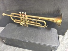 TRUMPET Bb PITCH OF PURE BRASS IN GOLDEN CUSHION CASE BOX MOUTHPC FREE SHIP