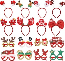 obeoby 16Pcs Christmas Headbands Glasses Set, Holiday Headband for... 