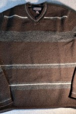 Banana Republic Men's Stripe V-Neck Lambswool Cashmere Sweater Blue Size M
