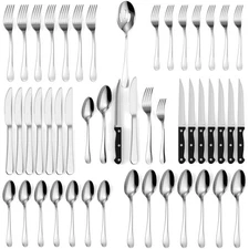 49-Piece Stainless Steel Flatware Set for 8 - Elegant & Dishwasher Safe