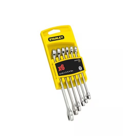 STANLEY Long Panel Full Chrome Finish Combo Wrench Set 6 PC 4-94-646Q