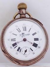 Antique WWI Era Silver Pilot’s Pocket Watch - 45mm - Biplane Dial - Running -