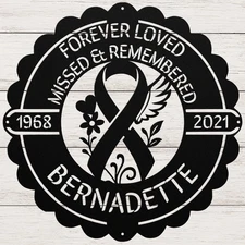 Personalized Cancer Memorial Metal Sign Custom Remembrance Wall Art Tribute Gift
