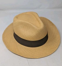 MONTECRISTI Genuine  Panama 100% Straw Hat Size 60 (7-1/2) Handwoven 