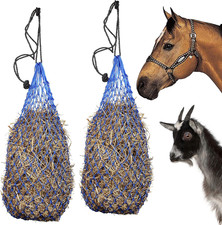 2 Pcs Ultra Slow Feed 1.5"X1.5" Holes 40  Hay Net for Horses and Livestocks Roy