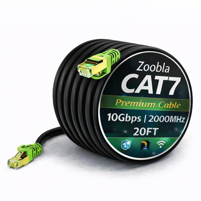 Cat7 SFTP Ethernet Patch Cord   100% Pure Copper LAN Cable, Double Shielded (Foi