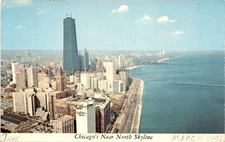 Zem, Chicago, Near North Skyline, Outer Drive, Lake Michigan, Holiday Postcard