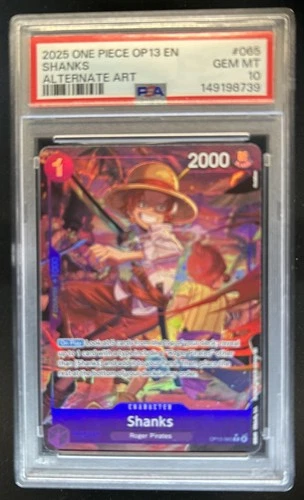 2025 One Piece Carrying On His Will Shanks Rare Alt Art #OP13-065 PSA 10