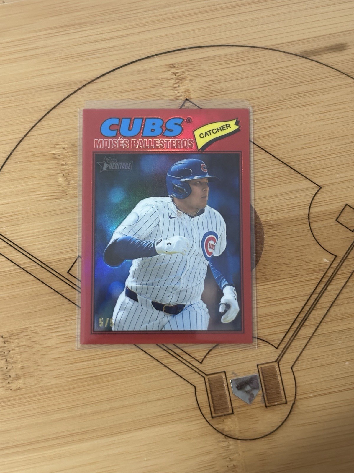 MOISES BALLESTEROS 2026 TOPPS HERITAGE #247 CHROME RED REFRACTOR 5/5 CUBS
