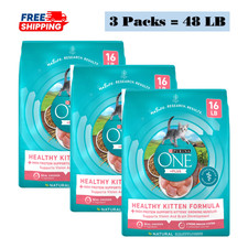 3 Pack,Purina ONE® +Plus Healthy Kitten Dry Cat Food Chicken, High-Protein 16 LB 1.51 per pound