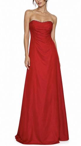 Vintage Y2K Gunne Sax Jessica McClintock A-Line Rhinestone Red Glitter Dress 3