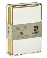 Pen+Gear Clear Acrylic Gold Trim Notepad Set Desk Accessories Organization 4"x6"