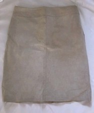 Vintage Express Faux Suede Mini Pencil Skirt Womens Sz 1/2 Tan Leather 90's