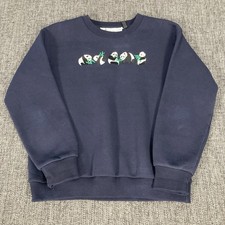 Topshop Navy Sweatshirt UK10 Panda Embroidered Jumper After Sugar Some Fading
