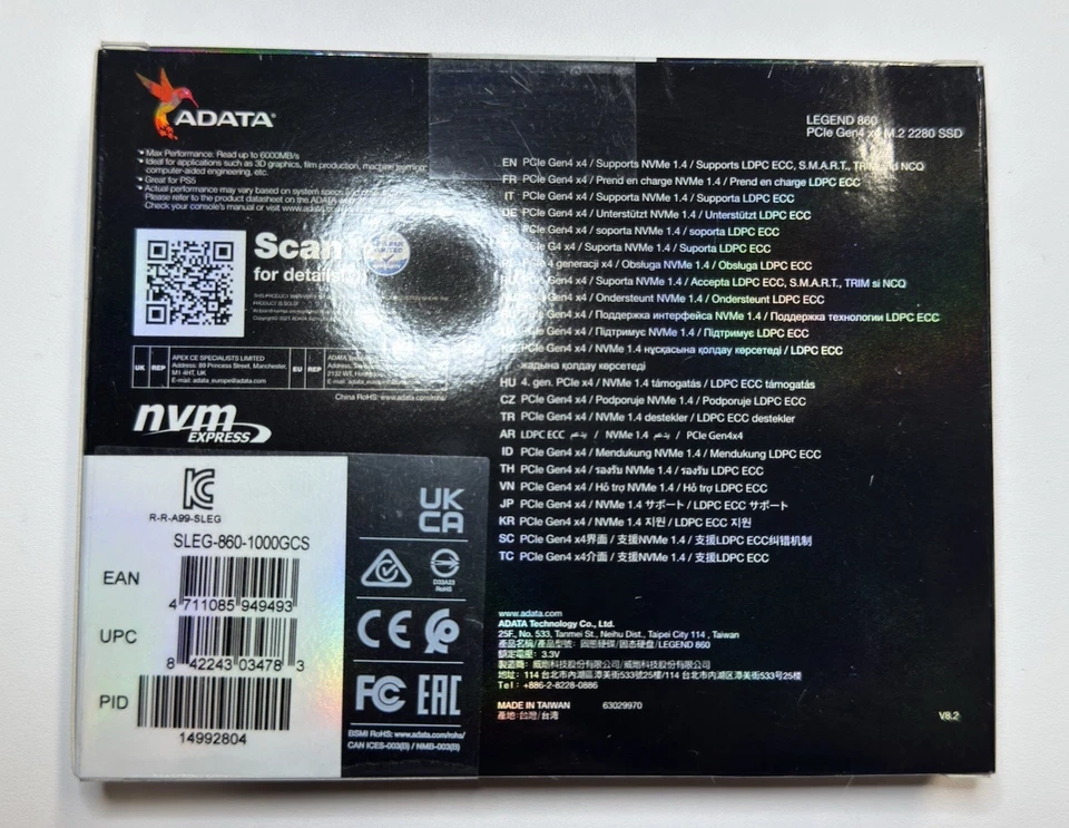 Disco de estado sólido SSD 1 TB AData Legend 860 PCIe Gen4 x4 M.2 2280 Foto 2 de 4