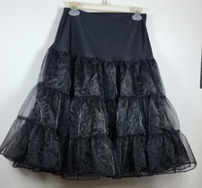 Woman's Black Tutu Elastic Waist 26.5 Long 3 Layer Skirt