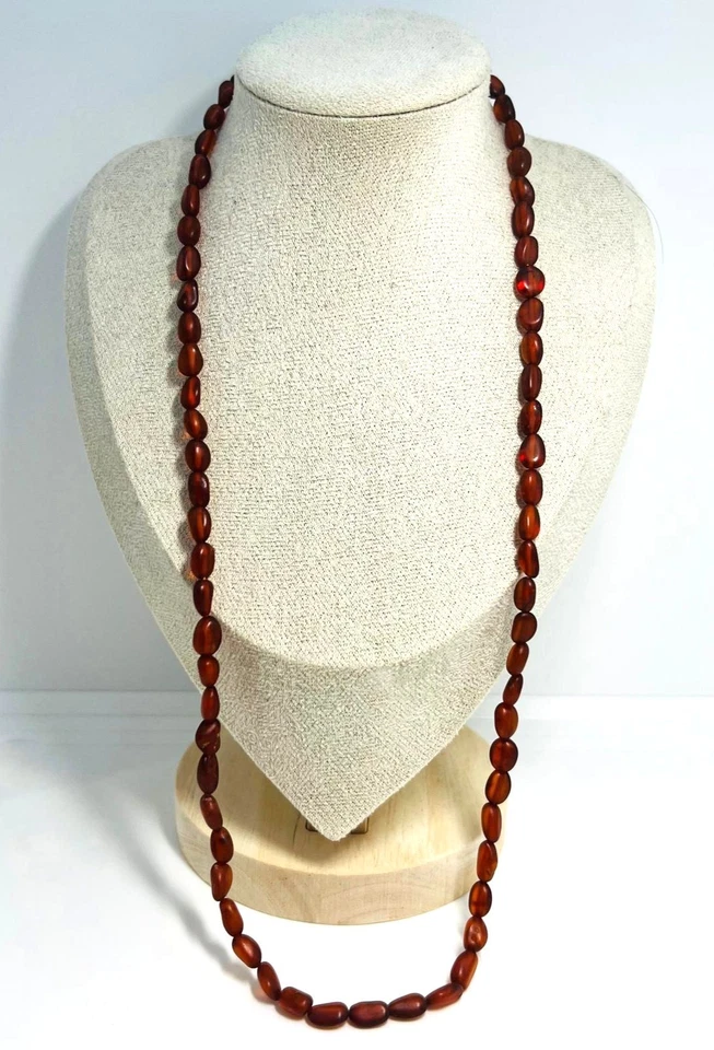 Colar longo de âmbar conhaque - 63cm - Âmbar natural com trava de torção - Imagem 3 de 3