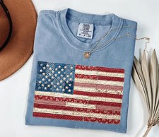 Retro USA Flag 4th of July Patriotic Shirt American Flag Tee - Free Shipping US