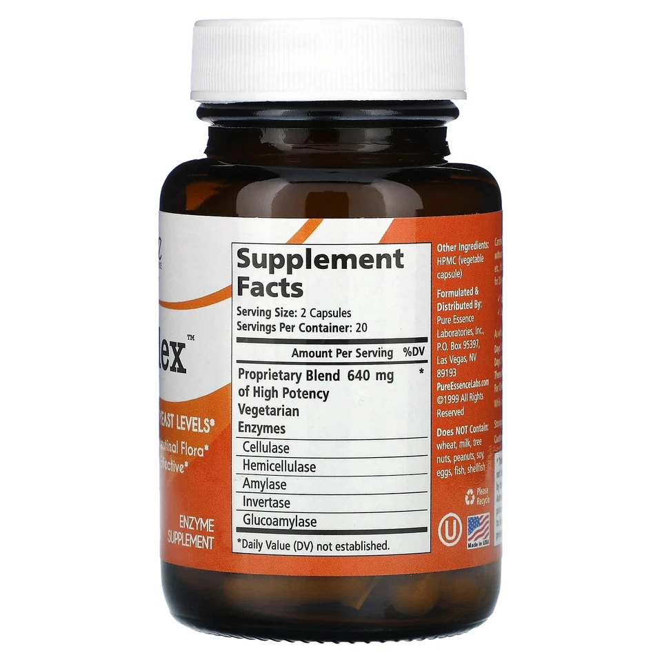 Pure Essence Labs Candex 40 Vegi-Caps Sem Laticínios, Sem Glúten, Sem Artificial - Imagem 2 de 3