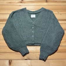 Abercrombie Fitch Soft Grannycore V-Neck Cropped Cardigan Sweater Size Medium