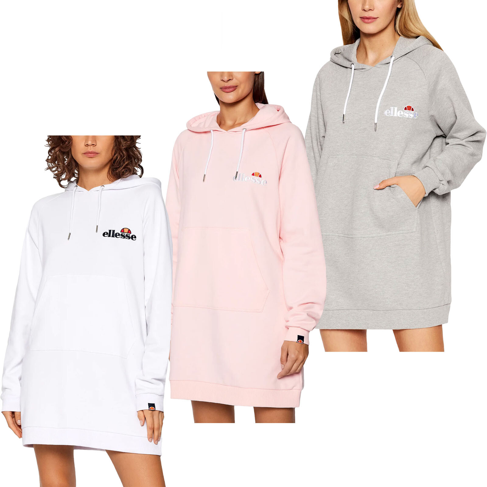 Ellesse Womens Honey Long Pullover Sweatshirt Hooded Hoody Hoodie Dress |  eBay