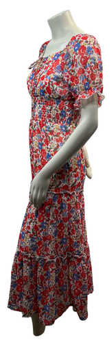 NY Collection Maxi Dress Size Large Petite PL Multicolor Floral Tiered Smocked - Picture 3 of 7