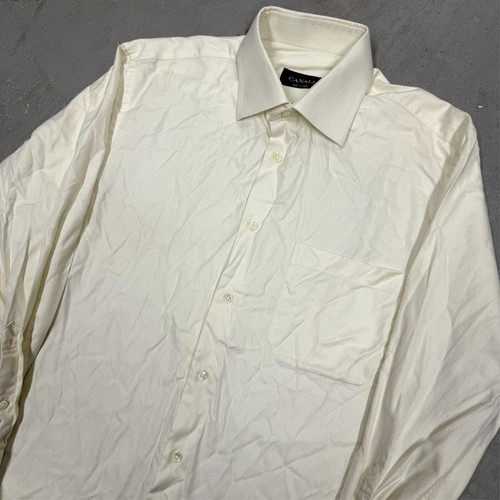 Canali Dress Shirt Made in Italy White Jacquard Fabric 41 16 Large - Picture 3 of 10