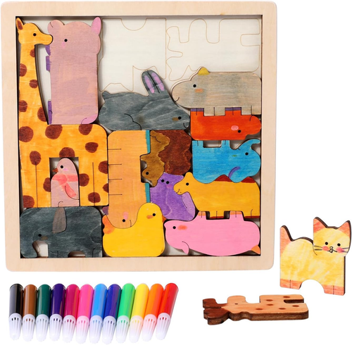 WODI Wooden Animal Puzzle Matching Game Montessori Toys for 3+ Year Old Puzzle f - Picture 12 of 12