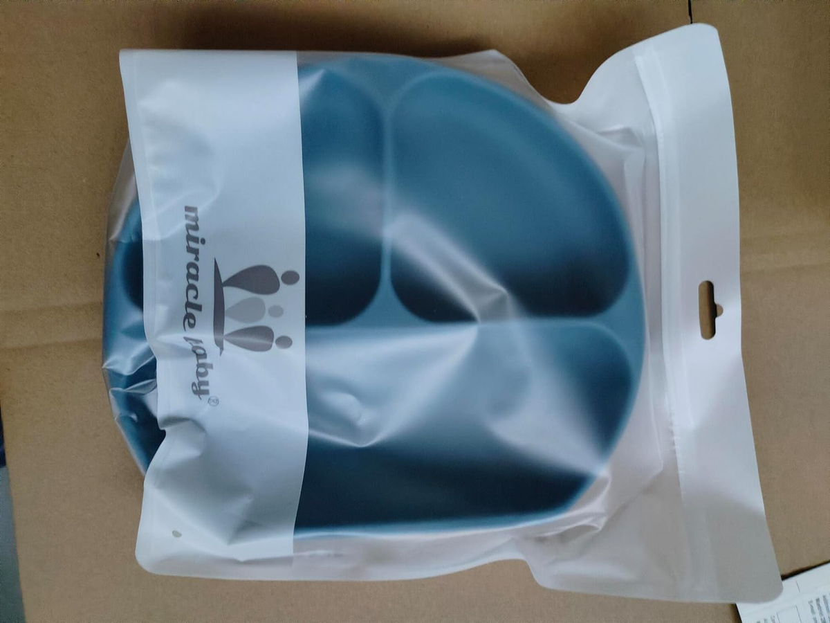 PandaEar Piatto In Silicone Per Bambini Con Ventosa E 4 Cucchiai - Divisorio, Auto-Alimentazione, Antiscivolo