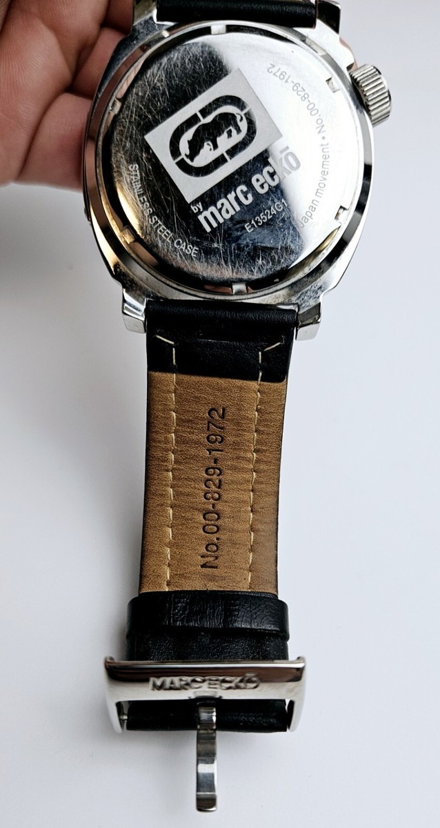 Marc Ecko Watch Black Genuin Leather And Crystals Skull new