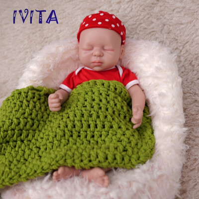 IVITA 15'' Eyes Closed Full Silicone Reborn Baby Girl Sleep Silicone Infant Doll