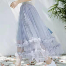 Rueffles Women Sheer Mesh Tulle Skirt Underskirt Petticoat A-line Tutu Sweet