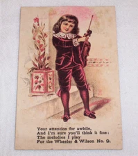 Wheeler & Wilson No. 9 Sewing Machine , circa 1890 Victorian Trade Card