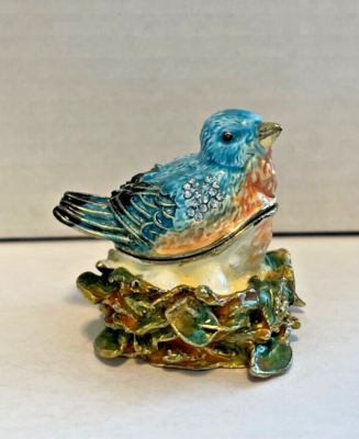 Nesting Bluebird Trinket Box, jeweled, enamel, NIB - Beautiful | eBay Nesting Bluebird Trinket Box, jeweled, enamel, NIB - Beautiful | eBay
