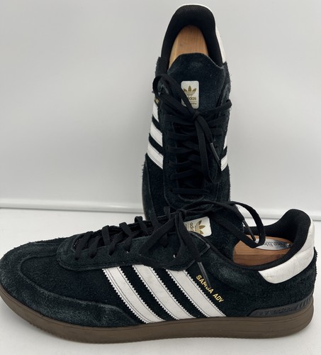 Adidas SAMBA ADV Black All Suede White 3 Stripes Gum Soles Men’s Size 11.5 Gold - Picture 7 of 17