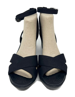 Crocs Leigh II Ankle CrossStrap Wedge Sandal Women's Size 10 Black