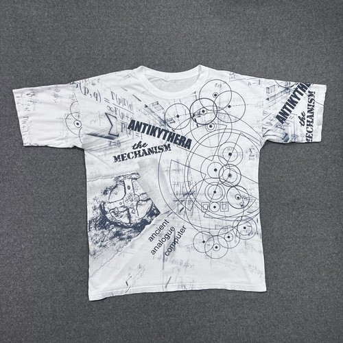 VTG Antikythera Mechanism Ancient Analog Computer AOP T-Shirt Size Medium - Picture 2 of 6
