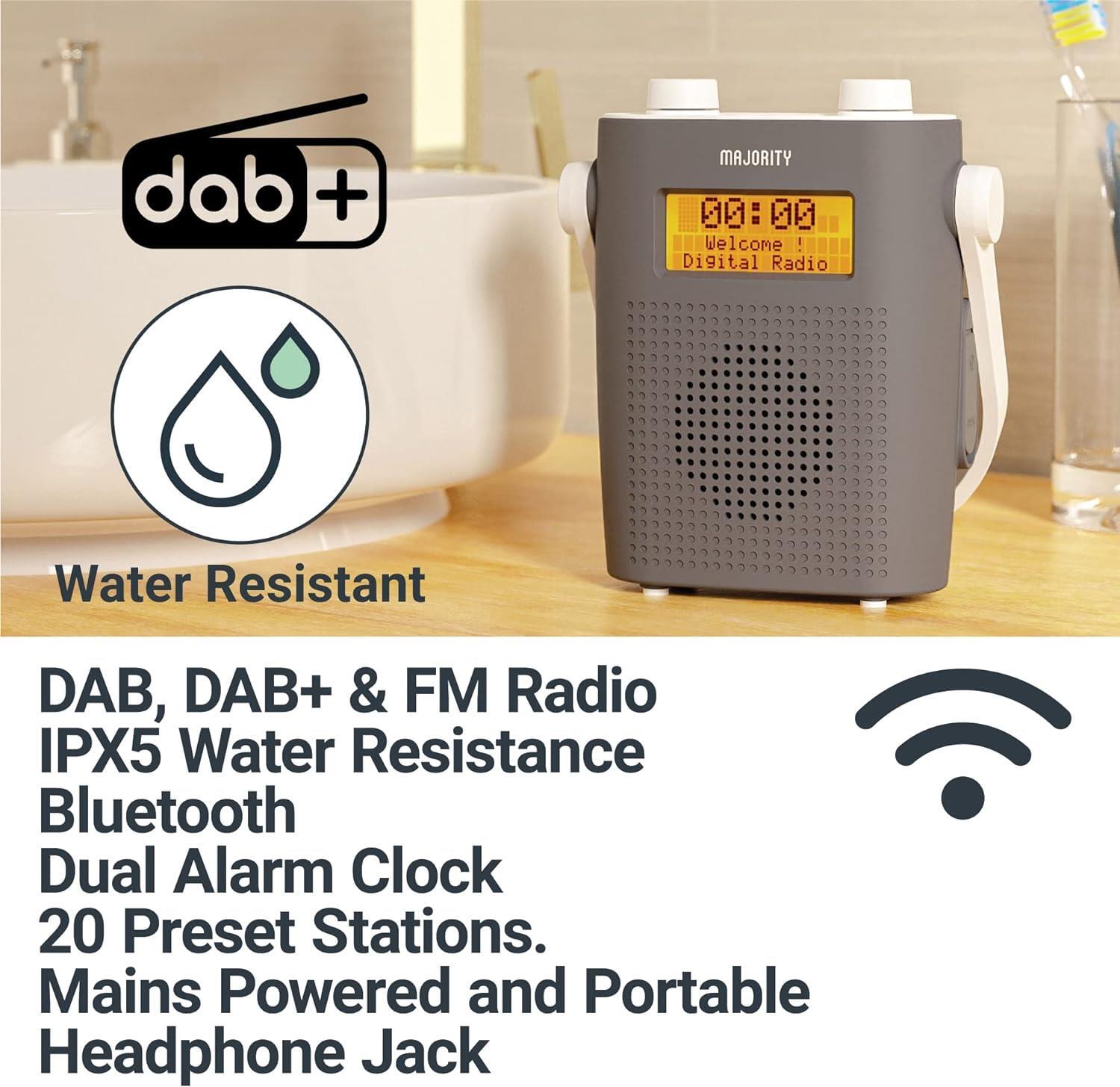 Waterproof DAB Radio with Bluetooth Portable IPX5 Shower DAB eBay