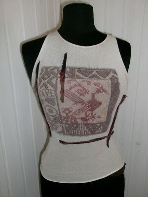 Débardeur Asymétrique Save The Queen Taille S – Top Femme Multicolore Made In Italy