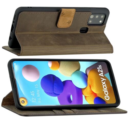 Funda plegable para móvil marrón antiguo para Samsung Galaxy A21s - Imagen 1 de 9