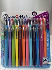Paper Mate Flair Felt Tip Pens, Medium Point .7 mm - 24 Assorted Colors - NEW