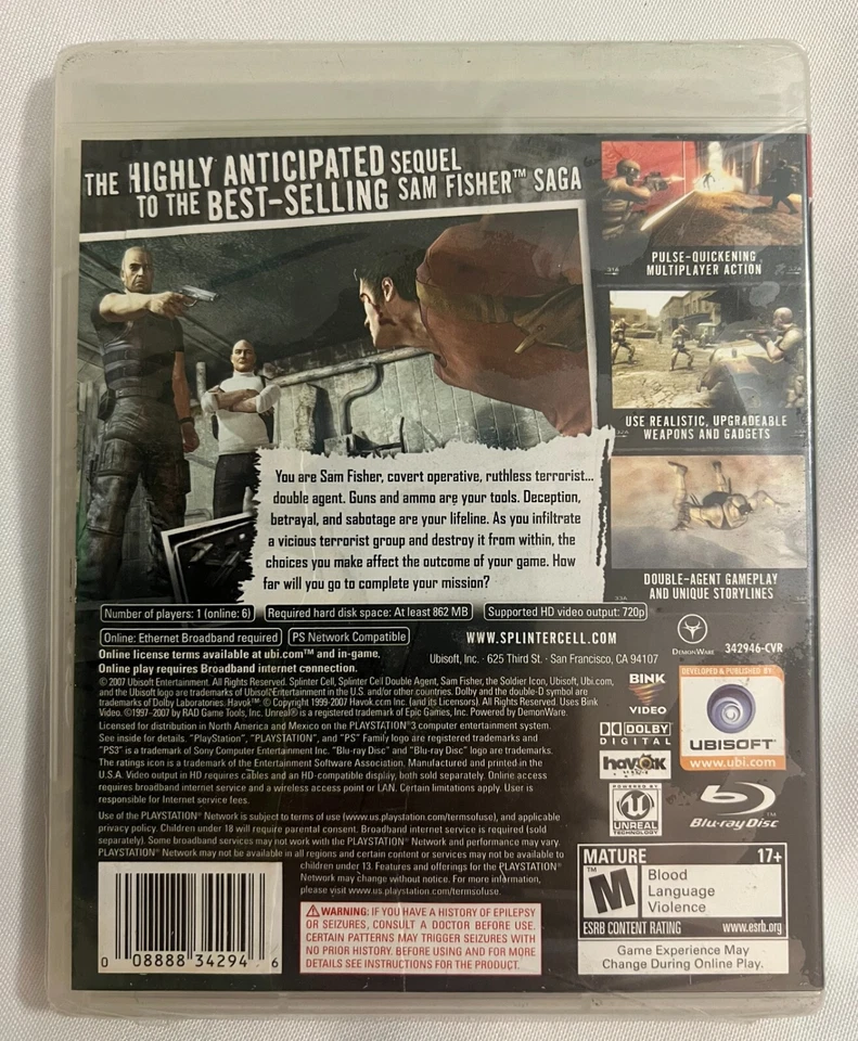 Tom Clancy's Splinter Cell: Double Agent (Sony PlayStation 3, 2007) New/Sealed - Image 2 of 2