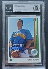 Omar Vizquel 1989 Upper Deck UD Rookie Card Autographed Signed Auto BGS HOF 