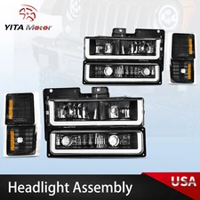 For 1994-1999 Chevy C/K Suburban Tahoe LED DRL Headlights Bumper Lamp Headlamps