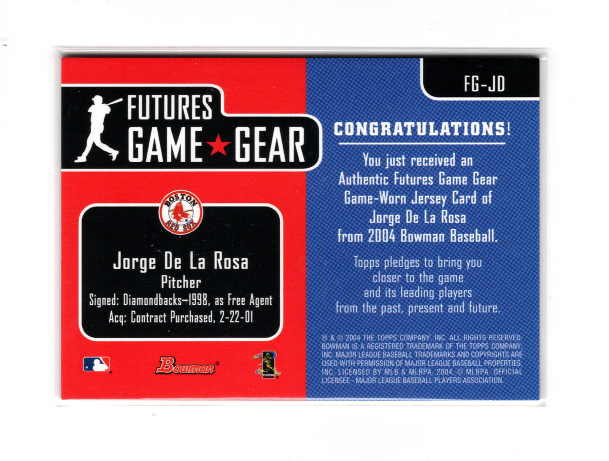 2004 Bowman Futures Game Gear Jorge de la Rosa #FG-JD Arizona