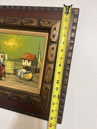 Van Gores Latina Beach Oil Painting Signed Framed - Picture 5 of 7