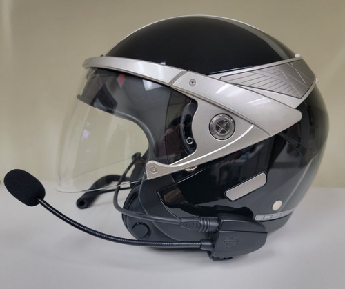Harley Davidson HD-28 Large (Ladies) black motorcycle helmet & bag / Intercom - Picture 6 of 8