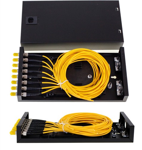 Caja terminal de fibra monomodo ST de 8 puertos completa con brida caja cola de cerdo - Imagen 2 de 5