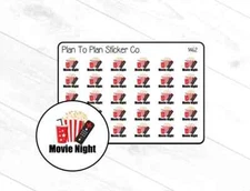 1462~~Movie Night Planner Stickers.