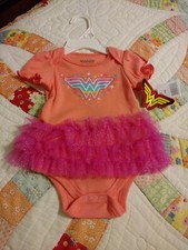 DC Comics Wonder Woman Infant One-piece Peach/Pink 0/3 Months with Tutu NWT